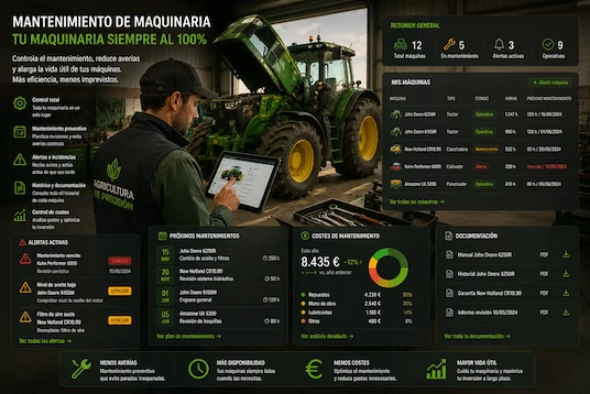 Maquinaria agrícola gestionada en la plataforma Cultivalo