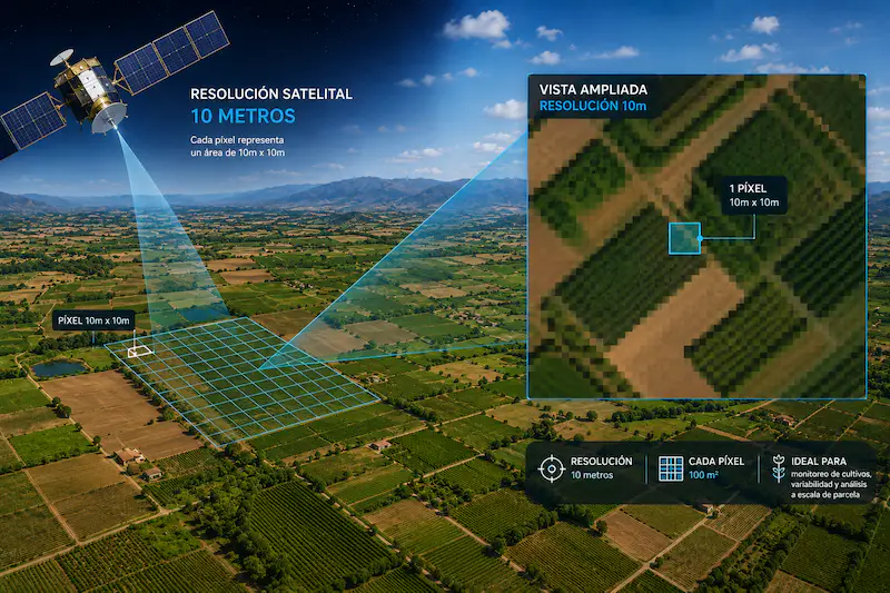Resolución de 10 metros por píxel del satélite Sentinel-2